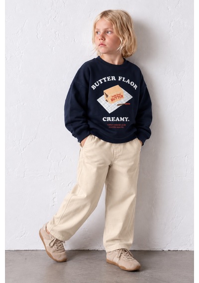 Laciel Paris La'cieel Paris 7287 Butter Sweatshirt & Damalı Balloon Jeans Lacivert