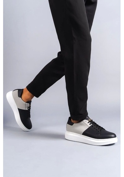Slw151 Boost Bağcıklı Cilt Süet Erkek Günlük Sneaker Ayakkabı Bt Siyah/gri Siyah
