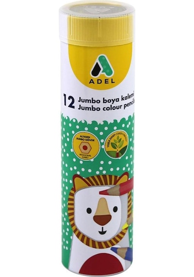 Adel Jumbo Metal Tüp Kuru Boya Kalemi 12  Renk