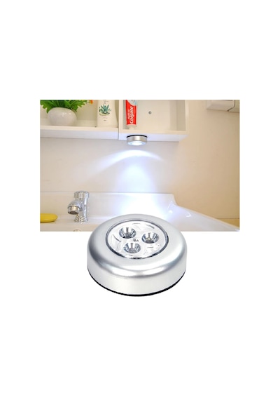 Kablosuz Spot Pilli Dokunmatik Led Lamba 3 Ledli Dolap Lambası 5