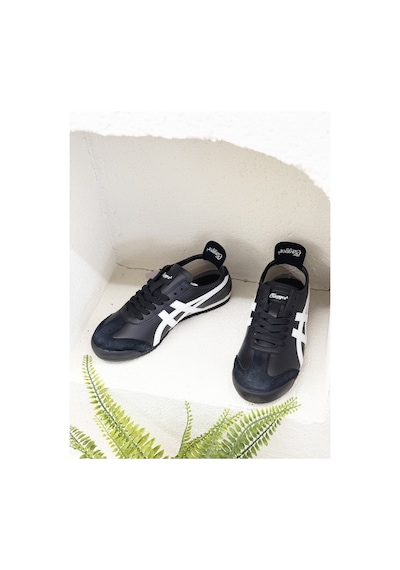 Tayger E E-3226 Hakiki Deri Düz Taban Sneaker Spor Ayakkabı Unısex Siyah Beyaz