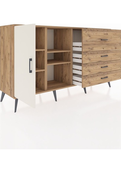 Hyperion Konsol 4 Raflı 4 Çekmeceli Tek Kapaklı 176x44x99 Çam-ay Çam-aytaşı/çam Hyperion Konsol 4 Raflı 4 Çekmeceli Tek Kapaklı 176x44x99 Çam-ay Çam-aytaşı/çam