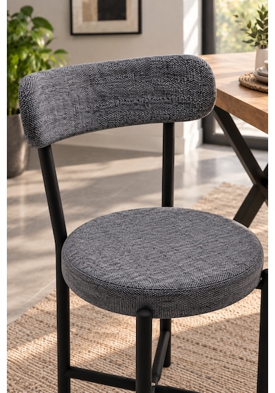 Sulorahome Keten Kumaşlı Gri Mutfak Sandalyesi - Metal Ayaklı Modern Tasarım