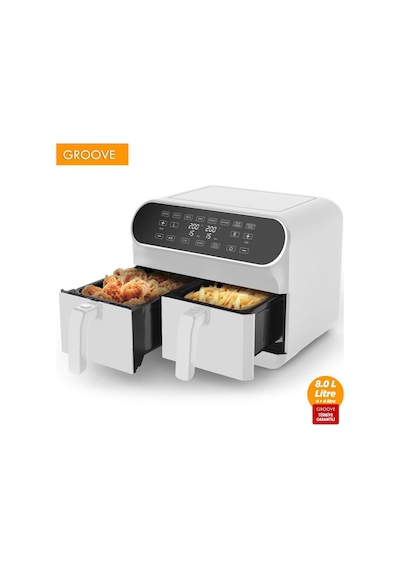Groove MAX PLUS XXL 1800 W 4 Lt +4 Lt 8 Lt Çift Hazneli Smart Air Fryer