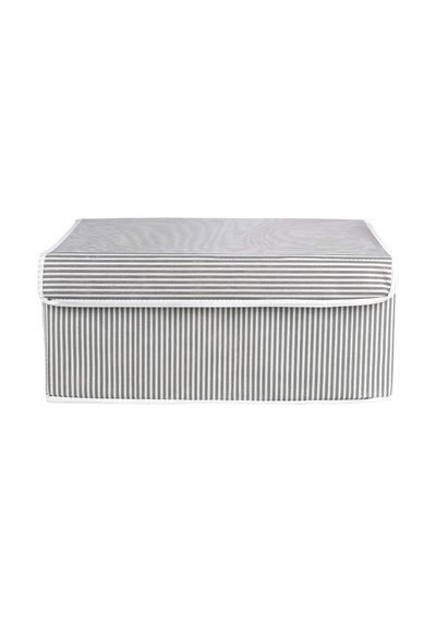 Çizgili Kapaklı Kutu Hurç - 50x40x19cm Tela 50 X 40 Gri Tr Diğer