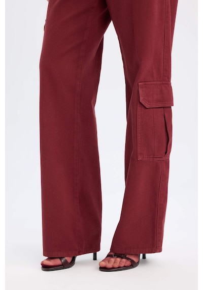 DeFacto Straight Fit Gabardin Pantolon Kargo Cepli Normal Bel Düz Paça D3762AX24AUBN371