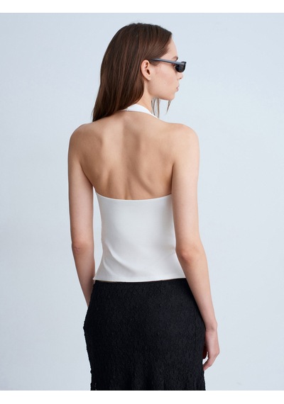 Dilvin 32726 Halter Yaka Top-ekru