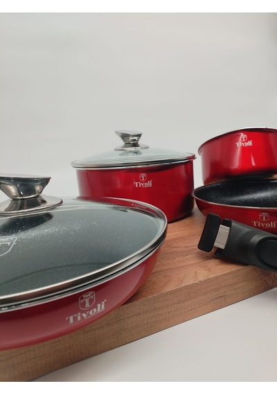 Tivoli Metallic Line Red Collection 9 Parça Tencere Takımı