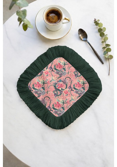 Lüks Çiçek Bahçesi Saçaklı Sunum Servis Altlığı Mendil - Romantik Bohem Pembe Yeşil Sunumluk Peçete Pastel Yağmur Kum Lüks Çiçek Bahçesi Saçaklı Sunum Servis Altlığı Mendil - Romantik Bohem Pembe Yeşil Sunumluk Peçete Pastel Yağmur Kum