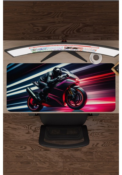 Motorsiklet Kaymaz Dikişli Kauçuk Oyuncu Mousepad V3 - 90x40 Xxl Gaming Mouse Pad Fare Altlığı