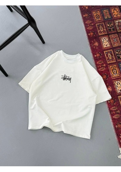 Modi Erkek Baskılı Oversize T-shirt - Beyaz