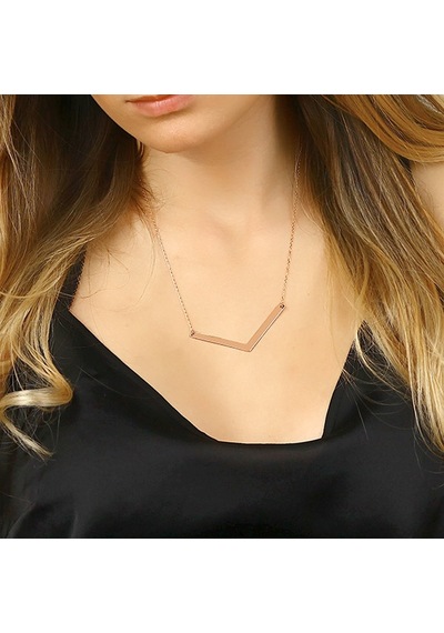 Kuyumcudukkani Zincirli"v Şekilli"figürlü Kolye-37090-r Rose Gold