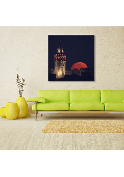 Galata Kulesi Kızıl Kanvas Tablo 120x120cm