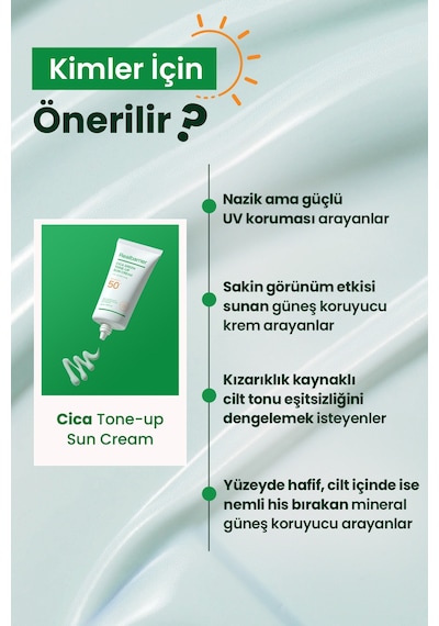 Hassas Cilde Sakin Görünüm Sunan Ton Eşitleyici Güneş Kremi Realbarrıer Cica Green Tone-up Sun Cream