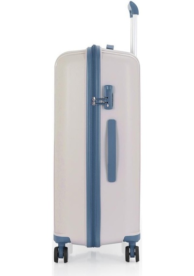 Mçs Bavul Büyük Ve Kabin 2li Set Kırılmaz Silikon Valiz V305 Kemik/skyblue Kemik