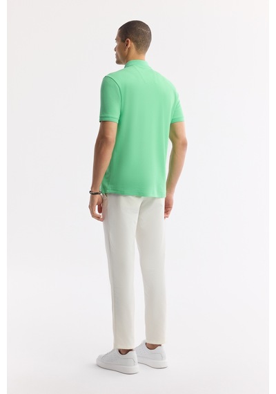 Avva Erkek Neon Yeşil Kıvrılmaz Polo Yaka %100 Pamuk Basic Regular Fit T-shirt B001032