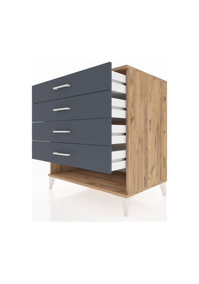 Kronos Şifonyer 4 Çekmeceli 88x59x96 Çam-antrasit Atlas Çam
