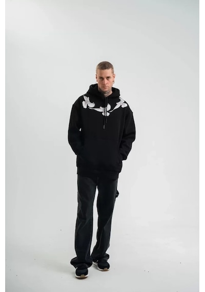 Zenna Tarz Unisex Uzun Kol Bisiklet Yaka Yıkamalı Sweatshirt - Siyah