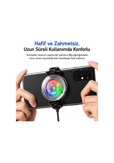 Hadron Hdx4379 Manyetik Telefon Soğutucu Fan Rgb Led Siyah