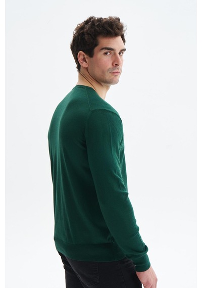 AR-MA Arma Erkek Slim Fit Likralı Pamuklu Örme V Yaka Triko Kazak K0kro0854 Yeşil