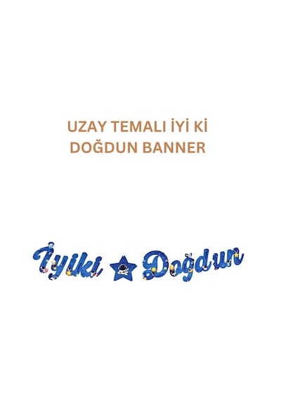 Uzay Temalı Parti Seti Tavan Sarkıt, İyi Ki Doğdun Banner, 3d Gözlük, Pasta Figürü Ve Mısır Kutusu Mavi