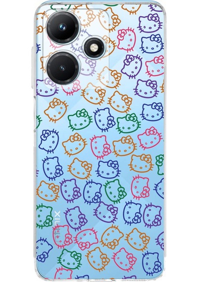 İnfinix Hot 30i Uyumlu Kamera Korumalı Hello Kitty Tasarımlı Şeffaf Silikon Kılıf Şeffaf