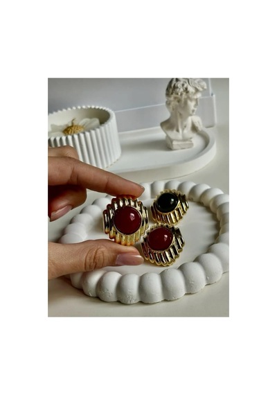 Lunarie Art Deco Çizgili Vintage Statement Küpe Altın