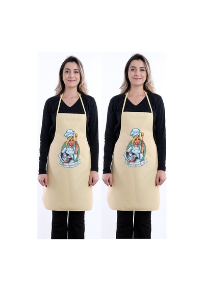 Beautiful İkili Paket Sıvı Geçirmez Su Geçirmez Mutfak Önlüğü Sarı