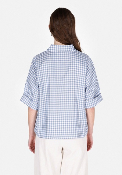 Colin's Colins Regular Fit Shirt Neck Kareli Kadın Mavi Roll-up Gömlek Cl1074029 Q1.v1 Ble Mavi