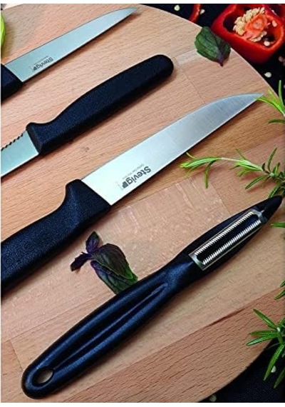 Cut 4 Fresh Sebze Soyacak Ve Bıçak Seti 4 Parça Siyah St-401