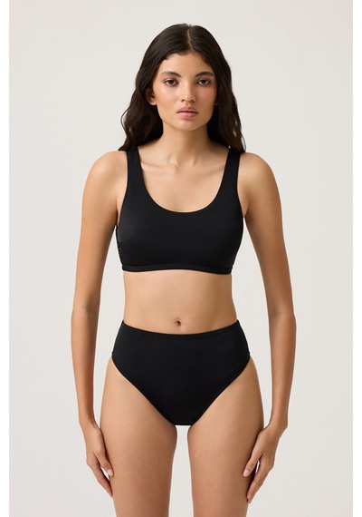 Los Ojos Siyah Kare Yaka Spor Bikini Üstü Sporty Top Siyah