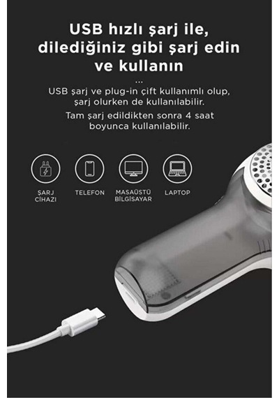 Tüy Temizleme Makinesi Exstra Bıçaklı Şarjlı Tiftik Temizleme Makinesi M23 Beyaz