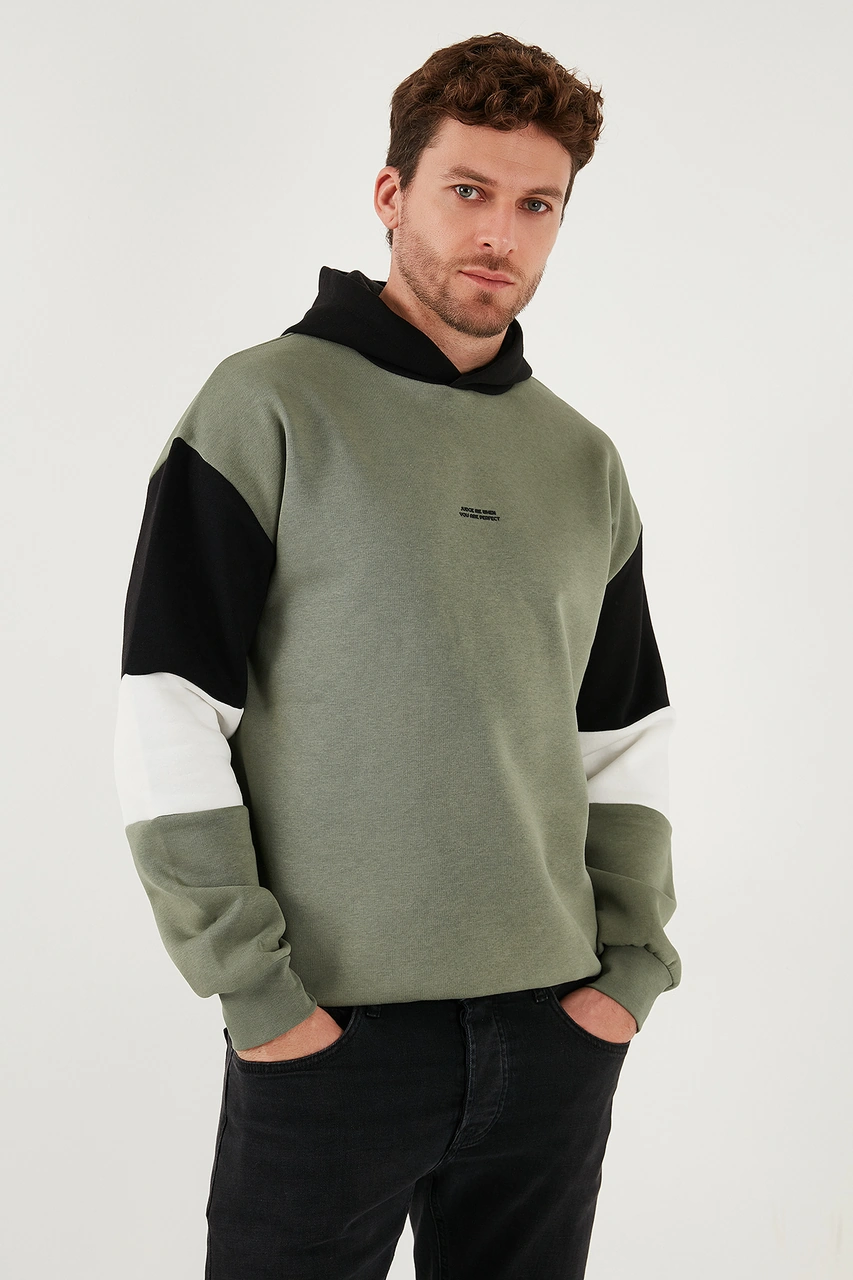 Buratti Pamuklu Relaxed Fit Kapüşonlu Içi Tüylü Yumuşak Şardonlu 2' Li Paket Erkek Sweat 5905299S2 Haki-Siyah
