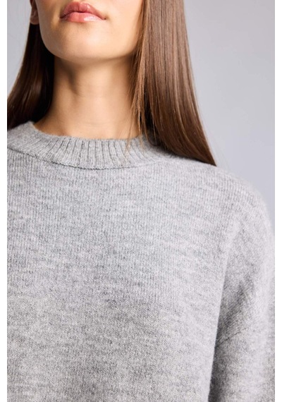 Defacto Oversıze Bisiklet Yaka Triko Kazak H2239ax26wngr156 Gri-gr156