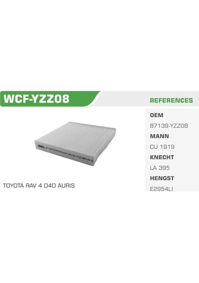 WINKEL WCF-YZZ08 Polen Filtresi Corolla Uyumlu 07-11 Auris 07-11 Yaris 06-11 Rav4 06-11 LandCruiser 08- Hilux 08- / Range Rover 12-