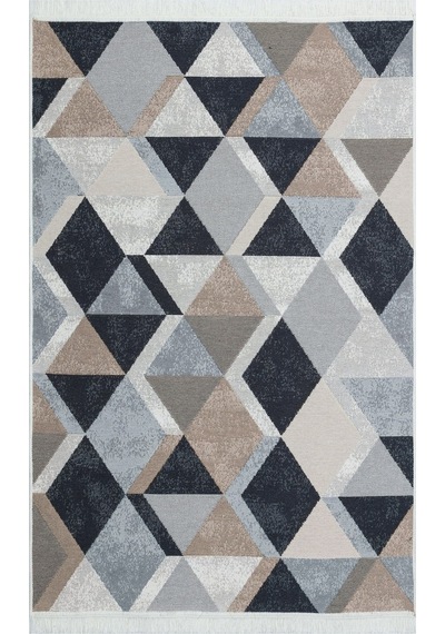Eko Halı Arya Ar 10 Beıge Black Yıkanabilir Çift Taraflı Modern Desenli Dokuma Kilim