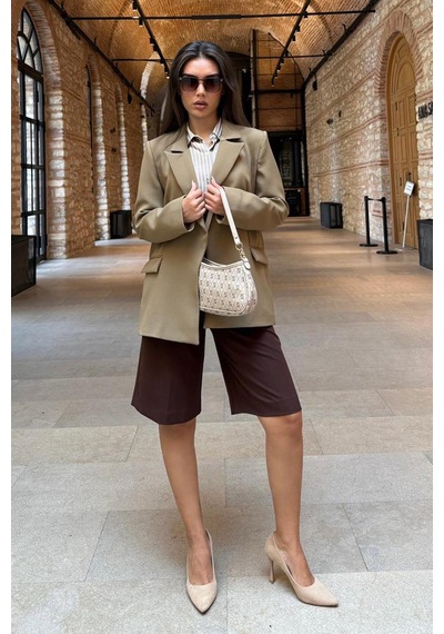 Madmext Haki Astarlı Kadın Blazer Ceket Mg2508 Haki