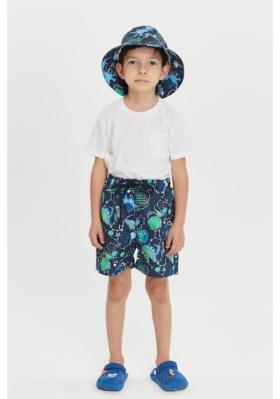 Benitto Kids Erkek Çocuk Desenli Deniz Şortu 7012-yeşil