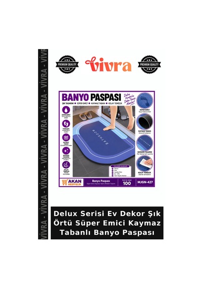 Delux Serisi Ev Dekor Şık Örtü Süper Emici Kaymaz Tabanlı Banyo Paspası Çok Renkli