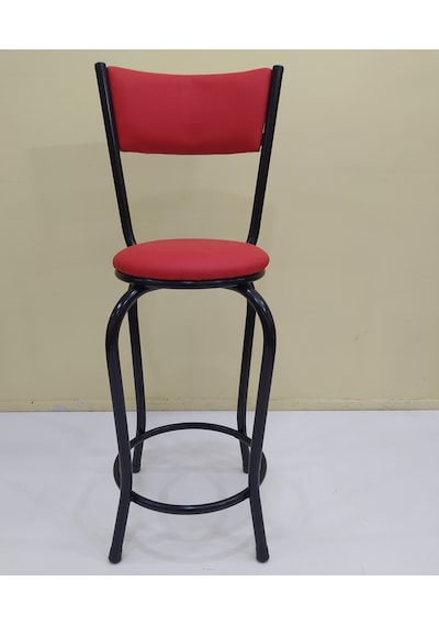 Sandalye St Bar Tipi Yüksek Model 4ad Kırmızı Suni Deri Döşem Metal Çelik Siyah Açık Gri
