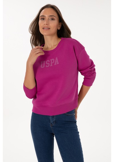 U.S. Polo Assn. Kadın Fuşya Bisiklet Yaka Basic Sweatshirt 50307752-VR023