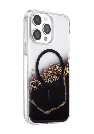 Onegif Apple İphone 15 Pro Max Lotus Simli Magsafe Kapak - Siyah - Siyah