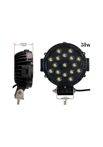 Off Road 51watt 17 Led Sis Lambası Max Güçlü Işık Siyah Gövde