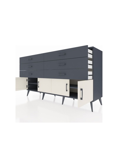 Hyperion Konsol 2 Raflı 6 Çekmeceli 4 Kapaklı 176x44x99 Antrasit- Antrasit-aytaşı/antrasit Hyperion Konsol 2 Raflı 6 Çekmeceli 4 Kapaklı 176x44x99 Antrasit- Antrasit-aytaşı/antrasit