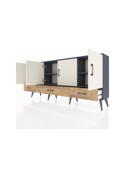Arges Konsol 6 Raflı 3 Çekmeceli 4 Kapaklı 176x30x83 Antrasit-aytaşı/çam Aytaşı/çam Arges Konsol 6 Raflı 3 Çekmeceli 4 Kapaklı 176x30x83 Antrasit-aytaşı/çam Aytaşı/çam