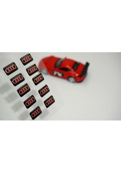 Audi Logo 3D Cam Açma Torpido Konsol Ayna Çıkartma Seti