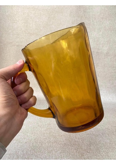 Antika Sarı Kristal Can Sürahi 20,5 Cm