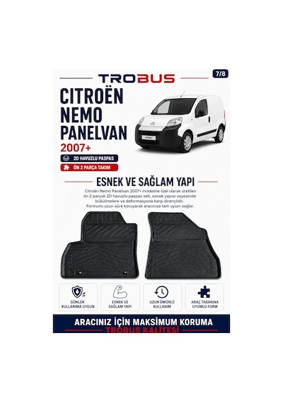 Trobus Citroen Nemo Van 2007 Ve Sonrası 2d Havuzlu Paspas 2 Parça