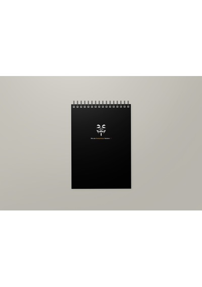 Notebook for Developers - Anonymous Hackers - Siyah - Kısmi Lak'lı Yumuşak Kapak - 50 Yaprak - Kareli - Spiralli Bloknot