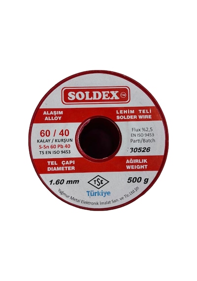 Soldex 1.60 Mm 500 G Lehim Teli 60/40 Kalay Kurşun Flux %2.5